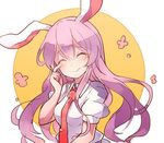  60mai animal_ears bunny_ears closed_eyes long_hair moon necktie purple_hair red_neckwear reisen_udongein_inaba smile solo tears touhou wiping_tears 