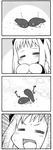  4koma =_= comic commentary greyscale horns i-class_destroyer kantai_collection long_hair mating mittens monochrome nikubanare northern_ocean_hime open_mouth shinkaisei-kan silent_comic sweat 