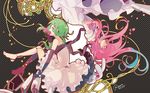  bad_id bad_pixiv_id character_request closed_eyes dated flower green_hair gumi long_hair multiple_girls pink_hair rahwia robot_joints vocaloid 