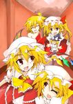  blonde_hair character_doll clone doll flandre_scarlet four_of_a_kind_(touhou) hat hemogurobin_a1c kirisame_marisa multiple_girls nude odd_one_out one_side_up ponytail red_eyes short_hair touhou wings 