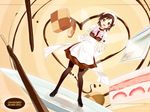  apron bad_id bad_pixiv_id brown_eyes brown_hair cake checkerboard_cookie cookie food hairband hits in_food legs maid mary_janes minigirl on_plate original pantyhose pastry plate pocky shoes short_hair solo zpolice 