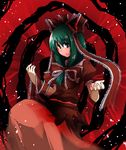  front_ponytail green_eyes green_hair hair_ribbon kagiyama_hina magokorokurage ribbon short_hair solo touhou 