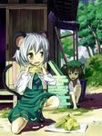  animal_ears bad_id bad_pixiv_id brown_hair cat_ears cheese chen fang food hat hidebo jewelry mouse_ears mouse_tail multiple_girls nazrin pendant short_hair silver_hair tail touhou yellow_eyes you_gonna_get_raped 