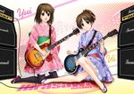  amplifier bad_id bad_pixiv_id brown_eyes brown_hair guitar hirasawa_ui hirasawa_yui instrument japanese_clothes k-on! kimono kimono_skirt multiple_girls no_socks ntake_toukasaien pantyhose sandals short_hair siblings sisters speaker zouri 