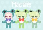  animal_costume frog_costume green_eyes green_hair macloid macne_coco macne_nana macne_nana_petit multiple_girls pink_eyes pink_hair wallpaper 