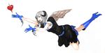  angel_wings blue_eyes boots dress gloves high_heels horns knee_boots original ribbon shoes silver_hair solo v8 wings 