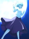  arcueid_brunestud bad_id bad_pixiv_id blonde_hair full_moon funnyari glowing glowing_eyes long_skirt moon purple_skirt red_eyes short_hair skirt solo sweater tsukihime turtleneck 