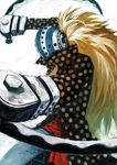  blonde_hair killer_(one_piece) lack long_hair male_focus mask one_piece polka_dot polka_dot_shirt shirt solo sword very_long_hair weapon 