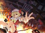  blonde_hair bone fire flandre_scarlet panties ryuushou skull solo touhou underwear white_panties wings 