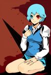  bad_id bad_pixiv_id blue_eyes blue_hair heterochromia highres kakaaru red_eyes short_hair solo tatara_kogasa touhou 