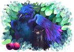  bird copyright_request feathers food fruit kirino_moegi leaf monster_girl nature pointy_ears solo 