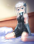  :o bangs bare_shoulders bed blue_eyes blush bodysuit breasts cameltoe colored_eyelashes covered_navel covered_nipples downscaled full_body gorget hair_between_eyes headgear highres impossible_clothes indoors kantai_collection kyamu_(qqea92z9n) long_hair looking_at_viewer md5_mismatch military military_uniform no_hat no_headwear off_shoulder on_bed open_mouth pillow pleated_skirt radio_antenna resized sitting skin_tight skirt small_breasts solo spread_legs u-511_(kantai_collection) uniform wariza white_hair 