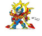  absurdres armor bandai chibi digimon digimon_frontier full_armor highres male_focus mecha simple_background solo susanoomon 