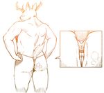  anthro antlers bdsm bound butt cervine clothing deer horn human interspecies john_doe macro male male/male mammal micro micro_on_macro raised_tail remmer size_difference thong 