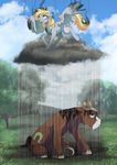  2015 burn cowboy_hat dennybutt derp_eyes derpy_hooves_(mlp) equine female friendship_is_magic hat horse male mammal my_little_pony pegasus pony raining sitting troubleshoes_(mlp) wet wings 