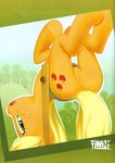  anus applejack_(mlp) butt earth_pony equine female feral flanks friendship_is_magic horse looking_back mammal my_little_pony pony pussy solo upside_down 