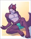  abs biceps bulge canine chest_tuft feralise fur looking_at_viewer mammal muscles nipples pecs tuft wolf yellow_eyes 