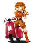  blue_eyes camera mona mona_(warioware) motorcycle nintendo orange_hair pants warioware 