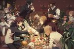  blitz_t._abrahms blonde_hair bottle brown_hair chain_sumeragi chandelier closed_eyes cup deldro_brody doug_hammer drinking_glass eating eyepatch fangs food gilbert_f._altstein glasses gunkanmaki hamburger hone_(1055890141) indoors k.k. kekkai_sensen klaus_von_reinhertz leonardo_watch maid multiple_boys multiple_girls necktie neyka_(kekkai_sensen) nigirizushi octopus patrick_(kekkai_sensen) short_hair sitting sonic_speed_monkey steven_a._starphase sushi thighhighs tray vest white_hair zap_renfro zed_o'_brien 