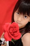  ai_chan asian black_hair gothic_lolita highres junior_idol lolita_fashion looking_at_viewer photo red_background rose 