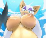  2015 animated anthro areola bat big_breasts breasts erect_nipples female huge_breasts is_(artist) mammal nipples rouge_the_bat smile solo sonic_(series) wings 