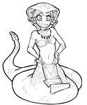  female flat_chested jewelry lamia monochrome monster monster_girl solo 