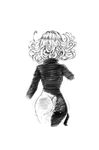  after_sex ahoge ass bad_id bad_pixiv_id cum cumdrip curly_hair dress greyscale impossible_clothes impossible_dress monochrome no_panties one-punch_man short_hair side_slit skin_tight solo spanked tatsumaki the_golden_smurf torn_clothes torn_dress 