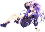  &gt;:) absurdres adult_neptune ankle_boots bangle blush boots bracelet breasts cleavage collarbone full_body hair_ornament highres hood hooded_track_jacket jacket jewelry long_hair medium_breasts neptune_(series) off_shoulder purple_eyes purple_hair shin_jigen_game_neptune_vii simple_background smile solo track_jacket v v-shaped_eyebrows white_background zero-theme 