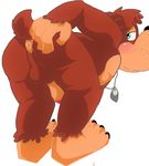  2015 anthro anus balls banjo-kazooie banjo_(banjo-kazooie) bear blue_eyes blush bowserboy101 butt fur looking_at_viewer looking_back male mammal necklace nude penis plain_background presenting presenting_hindquarters solo spreading video_games 