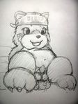  anthro balls bear bearmon black_and_white blush chubby claws clothing cum cum_on_penis digimon erection fangs fur greyscale hat inukamiinukami male mammal masturbation monochrome open_mouth paws pencil_(artwork) penis plain_background rubbing_balls solo teeth traditional_media_(artwork) 