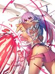  aiming_at_viewer animal_ears ass back breasts bunny_ears carrot exploding_clothes large_breasts long_hair lunatic_gun melon22 no_bra puffy_short_sleeves puffy_sleeves purple_hair red_eyes reisen_udongein_inaba shirt short_sleeves skirt solo torn_clothes torn_shirt torn_skirt torn_sleeves touhou underboob very_long_hair 