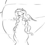  2015 black_and_white dragon duo equine female feral fluttershy_(mlp) friendship_is_magic glacierclear hair long_hair macro male male/female mammal monochrome my_little_pony pegasus penis wings 