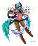  :q abs alcohol animal_ears aqua_hair ars_goetia bare_shoulders blonde_hair breasts character_name crop_top cup drinking_glass feathered_wings glass gold gradient_hair groin hooves horns large_breasts long_hair low_wings monster_girl multicolored_hair muscle muscular_female navel original purple_eyes shawl short_shorts shorts solo sud_(sudea) tail tongue tongue_out translated underboob water wine wine_glass wings 