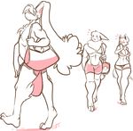  amused anthro bag blush breasts cleavage clothed clothing eevee female fur half-dressed hyper jin&amp;tonic lopunny male male/female mammal muscles nintendo plain_background pok&eacute;mon sack shorts startled sweat sweatdrop swimming_trunks swimsuit timothy_vladislaus topless video_games walking 