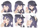  akatsuki_(kantai_collection) bar_censor blush censored comic decho fellatio handjob hat hetero jewelry kantai_collection long_hair multiple_views open_mouth oral penis penis_on_face pointless_censoring pout purple_eyes purple_hair ring school_uniform serafuku sweatdrop tears 