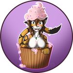  2015 anthro blue_eyes breasts claws cupcake fauna_(character) feline femalehand_wraps food leoian mammal nude paws project2nd 