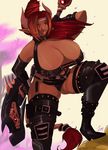  2015 axe big_breasts breasts cleavage clothed clothing corruption_of_champions excellia_(coc) female horn huge_breasts leokingdom minotaur weapon 