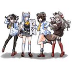  amatsukaze_(kantai_collection) anchor animal_ears ankle_boots bangs beaver_ears beaver_tail belt black_hair black_serafuku blunt_bangs bob_cut boots brown_eyes brown_hair cat_ears cat_tail choker commentary_request dog_ears dog_tail dress garter_straps gloves grey_eyes grey_footwear hair_ornament hatsukaze_(kantai_collection) headgear jacket kantai_collection kemonomimi_mode kneehighs loafers long_hair multiple_girls neckerchief necktie pantyhose paw_pose pleated_skirt pose sailor_dress school_uniform serafuku shoes short_dress short_hair sidelocks silver_hair skirt tail thighhighs tk8d32 tokitsukaze_(kantai_collection) translation_request two_side_up vest windsock yellow_eyes yukikaze_(kantai_collection) zettai_ryouiki 