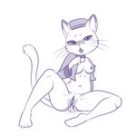  anthro blinx_the_time_sweeper blush breasts cat clitoris clothing eyelashes feline female fur hat lonbluewolf looking_at_viewer mammal nipples open_mouth plain_background pussy solo sweat whiskers white_background 