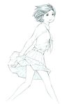  monochrome original short_hair sketch skirt solo traditional_media yoshitomi_akihito 