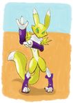  anthro clothing cute digimon female footwear paws renamon sandals solo 