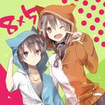  1girl amamiya_hibiya animal_hood brown_eyes brown_hair hood hoodie kagerou_project kisaragi_momo short_hair side_ponytail smile utaori 