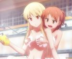  2girls blonde_hair breast_grab breasts brown_hair grabbing kanda_yuuko multiple_girls sakura-sou_no_pet_na_kanojo screencap shiina_mashiro soap_bubbles sponge stitched 