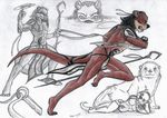  clothing druid kini_(umpherio) loincloth looking_at_viewer lying magic magic_user male mammal mustelid otter polearm sketch staff tattoo tongue traditional_media_(artwork) tribal_spellcaster umpherio weapon 