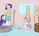  2014 anthro anthrofied breasts bucket clothing cub cum cum_on_self duo empyu equine female flaccid friendship_is_magic fur green_eyes hair herm horn horse intersex mammal mannequin mop my_little_pony nipples nude penis pony purple_hair pussy rarity_(mlp) shirt sweetie_belle_(mlp) tank_top two_tone_hair unicorn white_fur young 