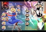  ^_^ alice_margatroid anger_vein blue_dress boots broom broom_riding capelet closed_eyes comic dress grin hand_on_hip highres hourai_doll kirisame_marisa multiple_girls open_mouth screencap shanghai_doll smile sweatdrop sword touhou translated warugaki_(sk-ii) weapon zoom_layer 