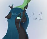 adequality ambiguous_gender annoyed changeling crown cute duo fangs female feral friendship_is_magic green_eyes horn human jalm mammal my_little_pony petting queen_chrysalis_(mlp) 