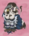  2015 all_fours anthro big_breasts bovine breasts clothed clothing digital_media_(artwork) female ferret_cyan fur hair hooves horn humanoid looking_at_viewer maid maid_uniform mammal nipples purple_eyes smile solo stare tauren video_games warcraft world_of_warcraft 
