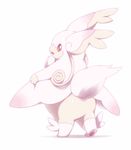  brzivy from_behind gen_5_pokemon highres looking_at_viewer looking_back mega_audino mega_pokemon no_humans open_mouth pink_eyes pokemon pokemon_(creature) tail 