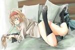 alice_margatroid ass bad_id bad_pixiv_id banned_artist blonde_hair blue_eyes bottomless hairband looking_at_viewer looking_back lying on_stomach shanghai_doll short_hair socks solo touhou tsushima_(kaikyo) 